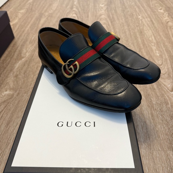 Gucci Men’s Leather Loafers Quentin/NS - Nero Size 8.5 w. Original Box - Picture 1 of 12